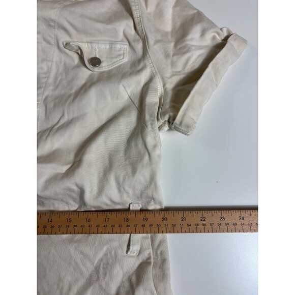 Maeve Anthropologie Jumpsuit Womens XL 12/14 White Belted Waist Collar Button Up - Picture 9 of 11